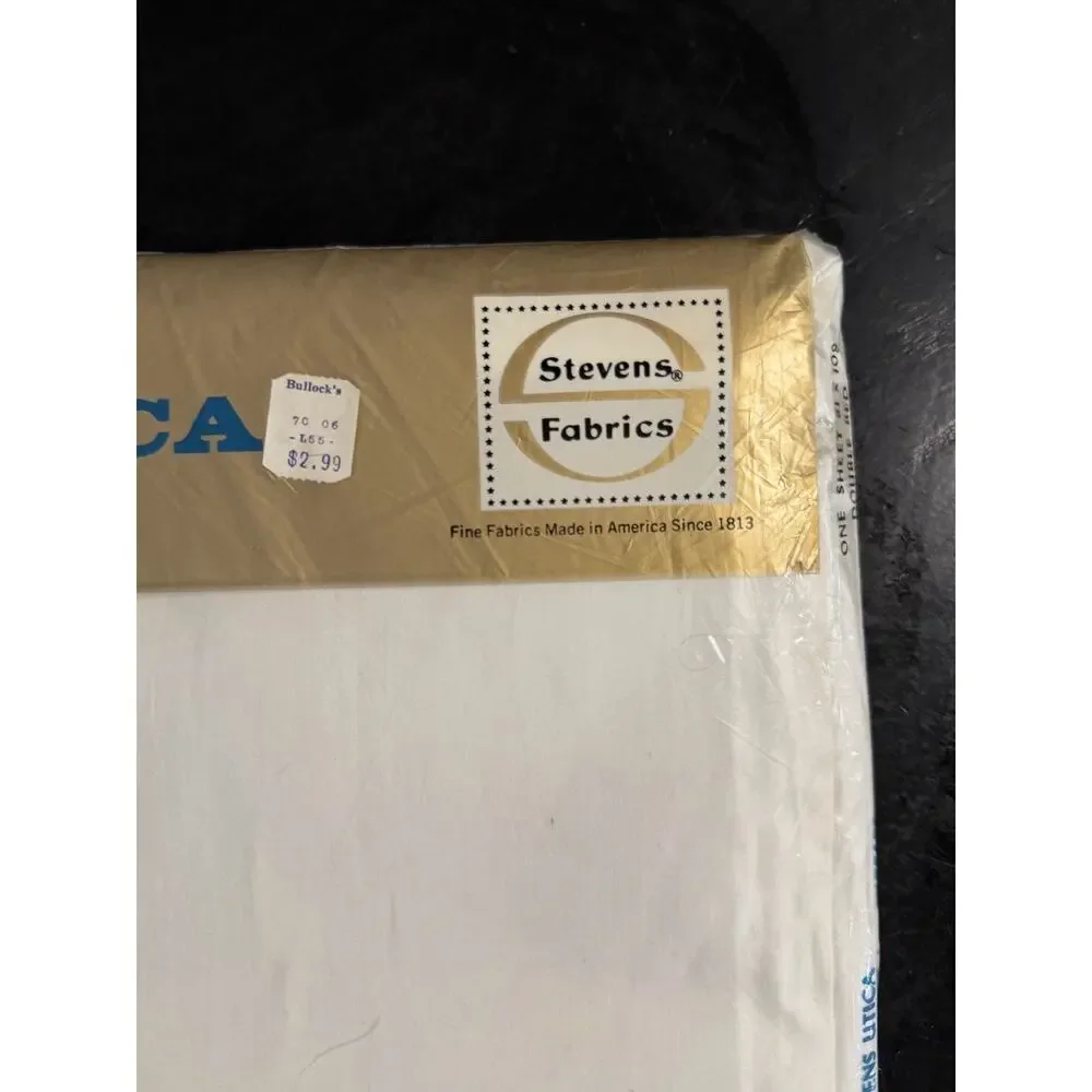 Vintage J P Stevens Utica Fine Combed Percale 81x108 Double Bed Sheet - White